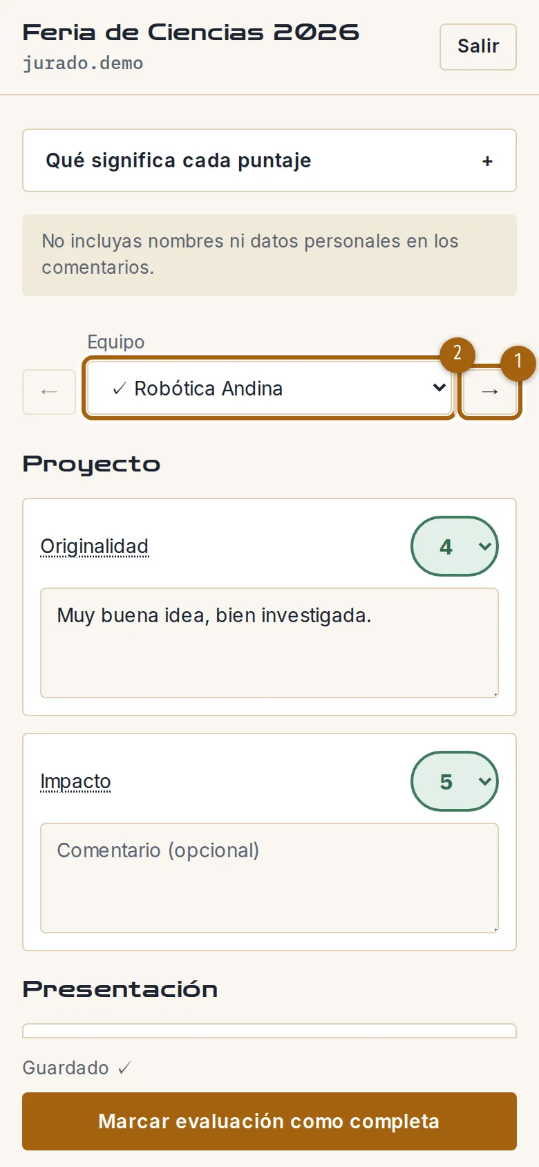 Captura del paso 6: Pasá al siguiente equipo